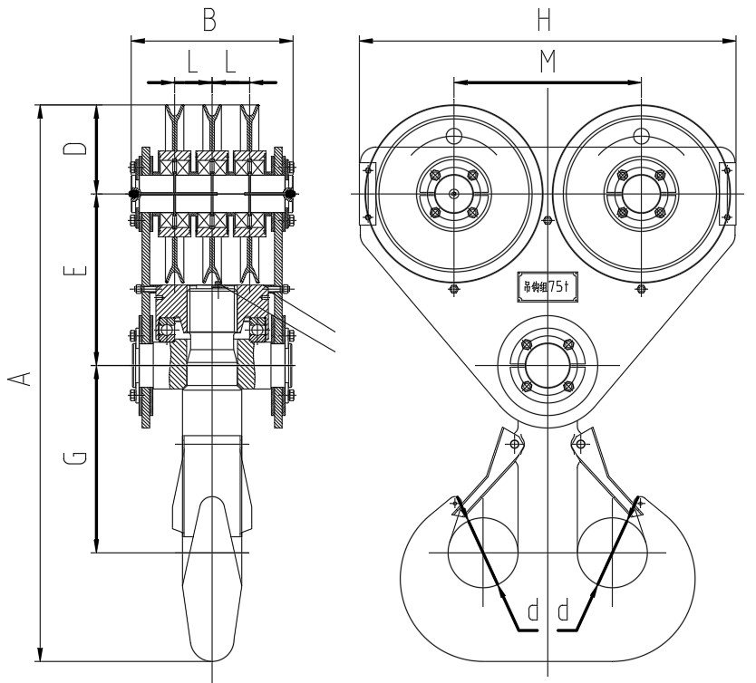 75吨吊钩组